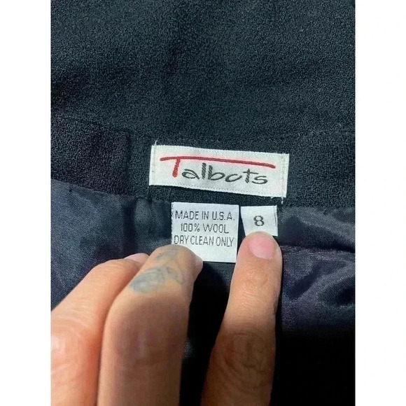 VTG Talbots Black Lined Pencil Wrap Skirt Sz 8 100% Wool Women's - Picture 6 of 9